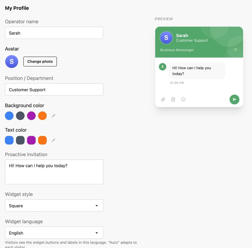 Widget settings